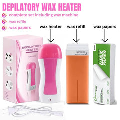 Depilatory Roll On Wax | 3 in 1 | Refill Machine With Roller Wax And Wax Papers Shopcify