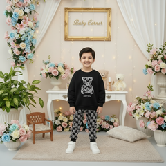 BLACK TEDDY BEAR KIDS WINTER PANEL TRACKSUIT