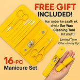 16 Pcs Manicure Set – Professional Nail Clippers Pedicure Kit+ FREE Ear Wax Cleaning Tool