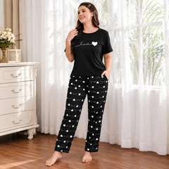 Black Love Dot Print Night Dress For Women