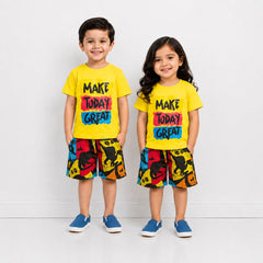 YELLOW MAKE TODAY GREAT HALF SLEEVES KIDS WEAR