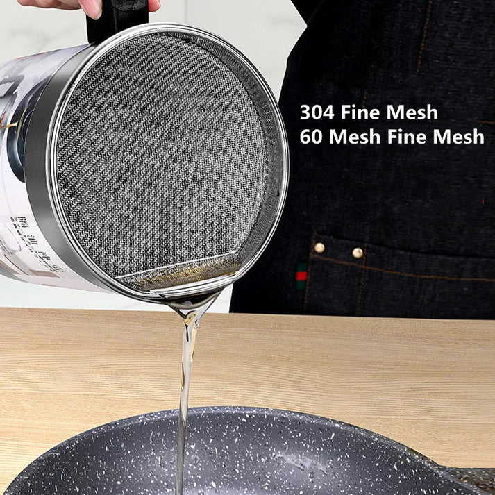 Kitchen Oil Filter Pot Stainless Steel Shopcify