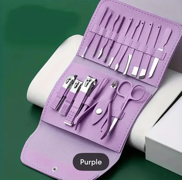 16 Pcs Manicure Set – Professional Nail Clippers Pedicure Kit+ FREE Ear Wax Cleaning Tool