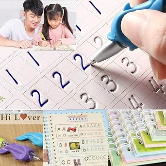 Sank Magic Practice Copybook, (4 Books + 10 REFILL+1 Pen +1 Grip) Number Tracing Book for Preschoolers with Pen, Magic Calligraphy Copybook Set Practical Reusable Writing Tool Simple Hand Lettering by Sank Magic (Author) Shopcify