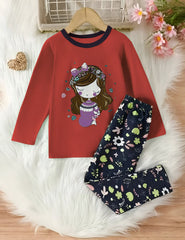 MEHROON SLEEPY PRINTED KIDS WEAR