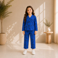 V NECK BLUE HEART SHIRT KIDS WEAR