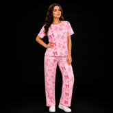 Pink Bow Print Women’s Night Suit Set – Soft Lounge & Sleepwear Co-Ord