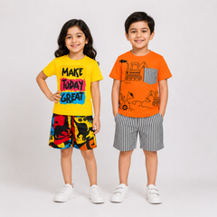 Yellow Make Today Great + Orange Poket Short Set (Pack of 2)