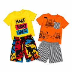Yellow Make Today Great + Orange Poket Short Set (Pack of 2)