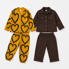 Brown Full slvess Bouble Poket + V Neck Yellow Heart (Pack of 2)