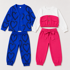 Blue V Neck Herat + Pink Blush Belle Poket Style (Pack of 2)