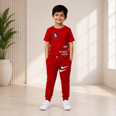 Boys Red POLO Graphic Co-Ord Set – Premium Cotton Summer Outfit