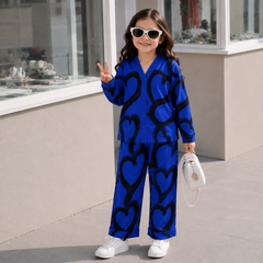 V NECK BLUE HEART SHIRT KIDS WEAR