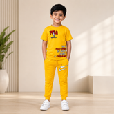 Boys Yellow POLO Graphic Co-Ord Set – Premium Cotton Summer Outfit