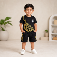 Boy Black Gold Bag Style Wear kids short sleeves