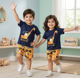 EXCAVATOR PRINT SHORT-SLEEVE TEE & SHORTS SET