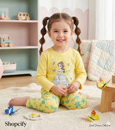 Yellow Princess Printed Kids Night Suit