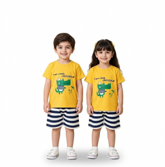 Lovely Crocodile Printed Short Sleeve Kids Wear