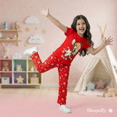 RED CUTE GIRL CHOICE PRINTED KIDS WEAR