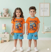 ORANGE TRUCK OFF ROAD KIDS SHORT SLEEVE KIDS WEAR