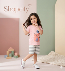 HELLO KITTY PRINTED SHORT SLEEVE KIDS WEAR