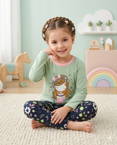 Green Sleepy Princess Printed Kids Night Suit