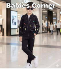 BLACK STRIPE PREMIUM WINTER KIDS TRACKSUITS