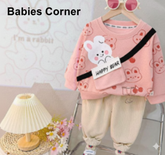 PEACH HAPPY BEAR KIDS WINTER PANEL TRACKSUIT