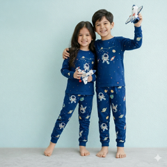 BLUE SPACESHIP PRINTED KIDS WEAR