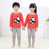 Red and Grey Panda Printed Kids Wear For Baby And Baba