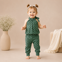 Green : POLKA DOT PRINTED KIDS WEAR