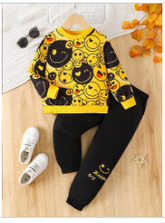 YELLOW EMOJI KIDS WINTER PANEL TRACKSUIT