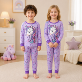 Purple Unicorn with stars Printed Kids Night Suit