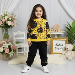 YELLOW EMOJI KIDS WINTER PANEL TRACKSUIT