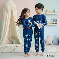 BLUE SPACESHIP PRINTED KIDS WEAR