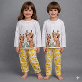 White Safari Giraffe Printed Kids Wear