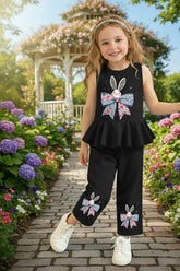 Black Bunny Bloom Kids Pajama Set