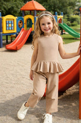 Charming Ligth Brown Cotton Jersey Playground Outfit for Kids