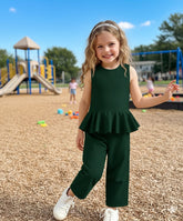 Charming Emerald Green Cotton Jersey Playground Outfit for Kids
