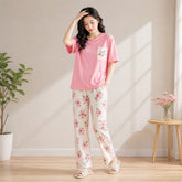 Pink Flower Women Printed PJ Set