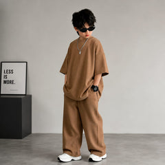 Brown Kids Baggy Co-Ord Set – Premium Casual Wear for Boys (1-10 Years)