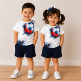 Football printed Short Sleeve Kids Wear
