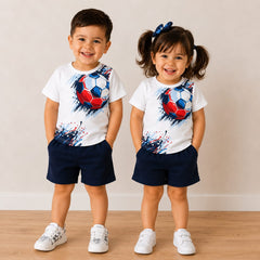 Football printed Short Sleeve Kids Wear