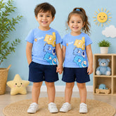 Kids Shine Bear Print T-Shirt & Shorts Co-Ord Set – Sky Blue