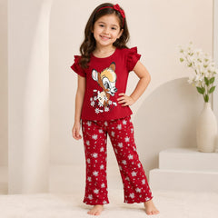 RED CUTE GIRL CHOICE PRINTED KIDS WEAR