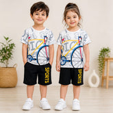 Kids Bicycle Graphic T-Shirt & Shorts Summer Set
