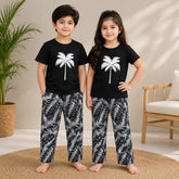 BLACK PRINTED SHIRT & PRINTED TROUSER KIDS WEARS