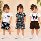 Cat Face, Tropical Leaf & Racing Car Shorts Set ( Pack of Three )