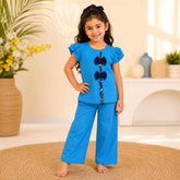 Sky Blue Girls Bow Detail Co-Ord Set