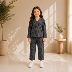 V NECK GRAY HEART SHIRT KIDS WEAR